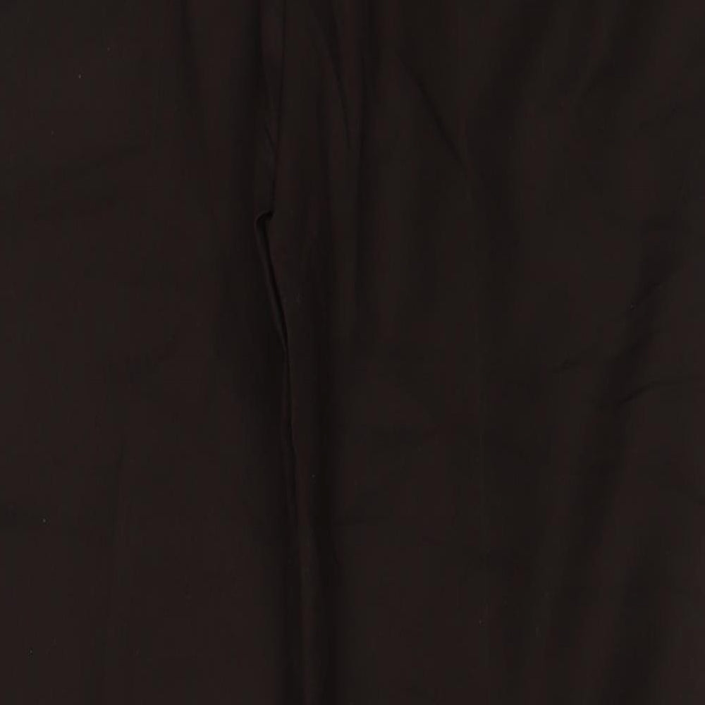 Marks and Spencer Mens Brown Cotton Trousers Size 42 in L31 in Regular Hook & Eye