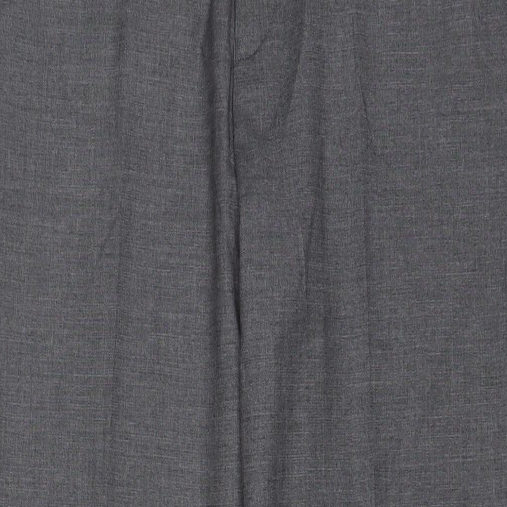 Marks and Spencer Mens Grey Polyester Trousers Size 34 in L33 in Regular Hook & Eye