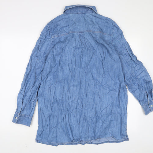 TU Womens Blue Cotton Sheath Size 16 Collared Zip
