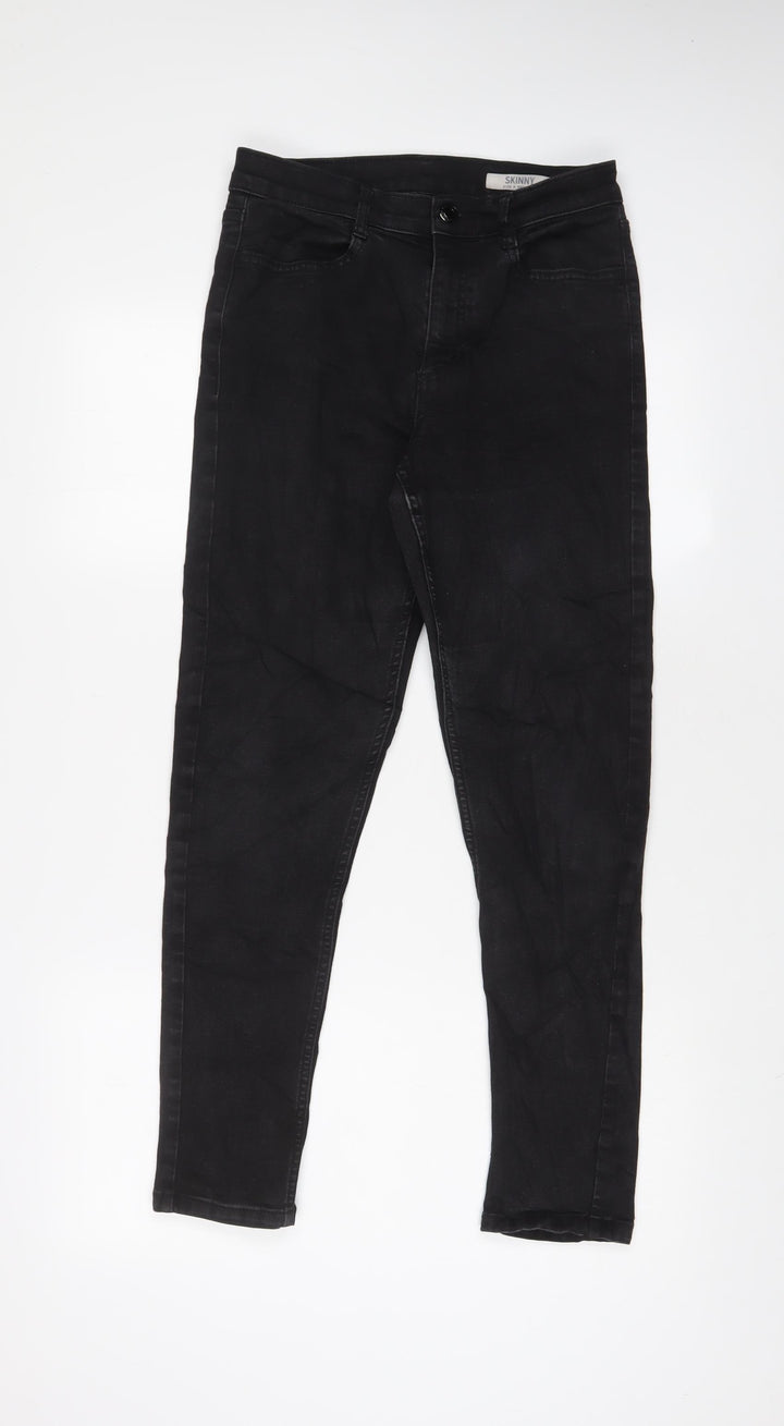 Marks and Spencer Womens Black Cotton Skinny Jeans Size 8 L27 in Regular Zip