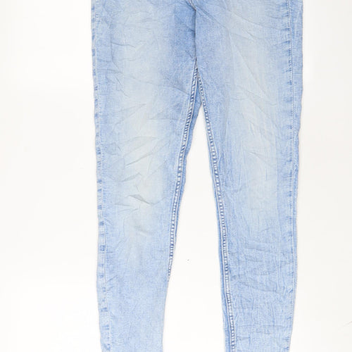 H&M Womens Blue Cotton Skinny Jeans Size 10 L30 in Regular Zip