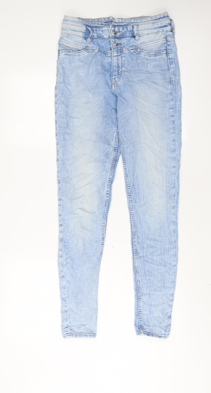 H&M Womens Blue Cotton Skinny Jeans Size 10 L30 in Regular Zip