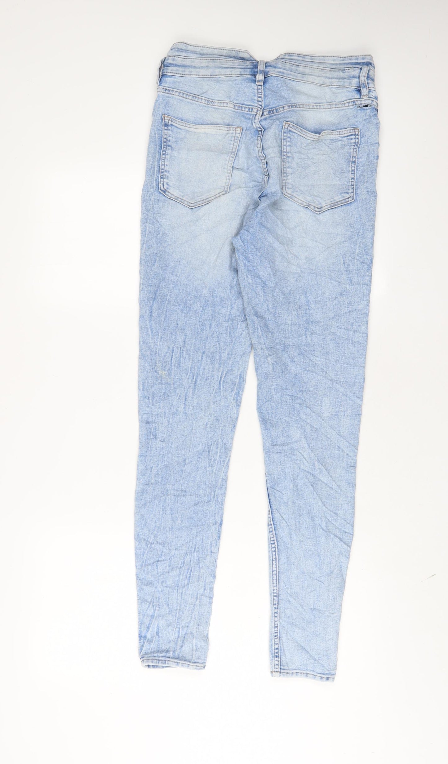 H&M Womens Blue Cotton Skinny Jeans Size 10 L30 in Regular Zip