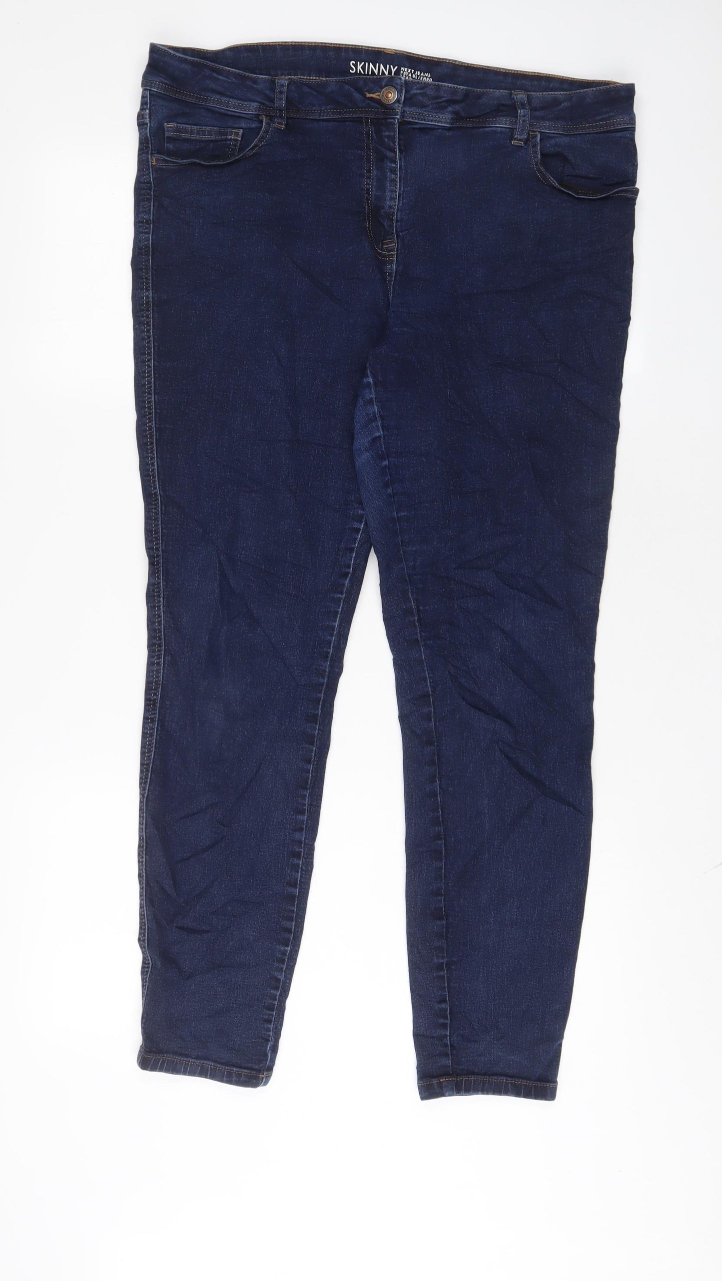 NEXT Womens Blue Cotton Skinny Jeans Size 18 L28 in Regular Zip