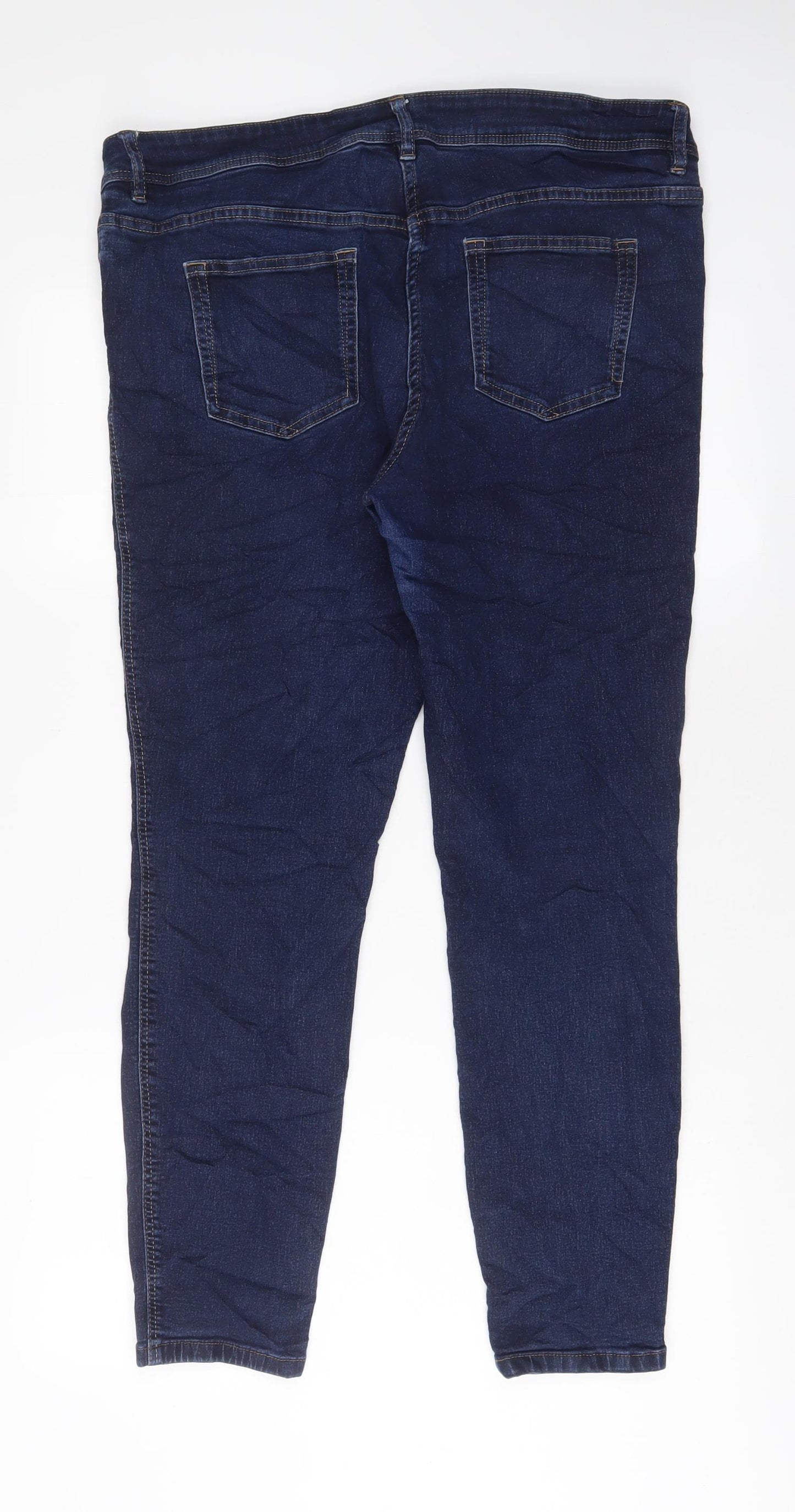 NEXT Womens Blue Cotton Skinny Jeans Size 18 L28 in Regular Zip
