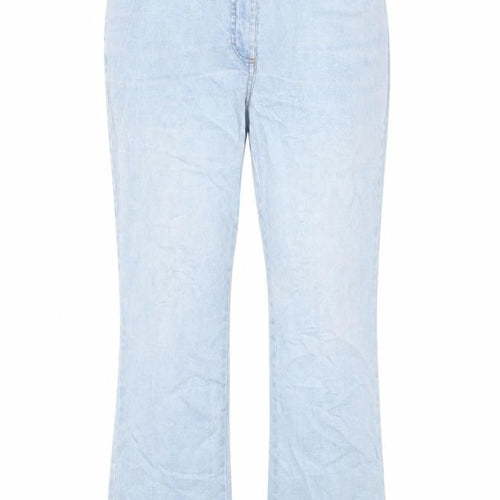 Damart Womens Blue Cotton Straight Jeans Size 14 L27 in Regular Zip