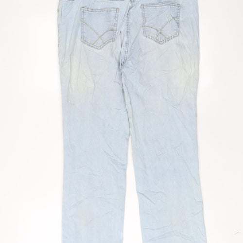 Damart Womens Blue Cotton Straight Jeans Size 14 L27 in Regular Zip