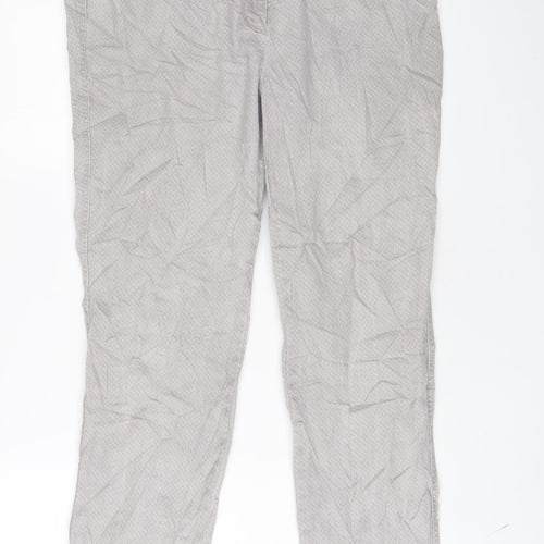Belmonte Womens Grey Geometric Cotton Straight Jeans Size 18 L30 in Slim Zip