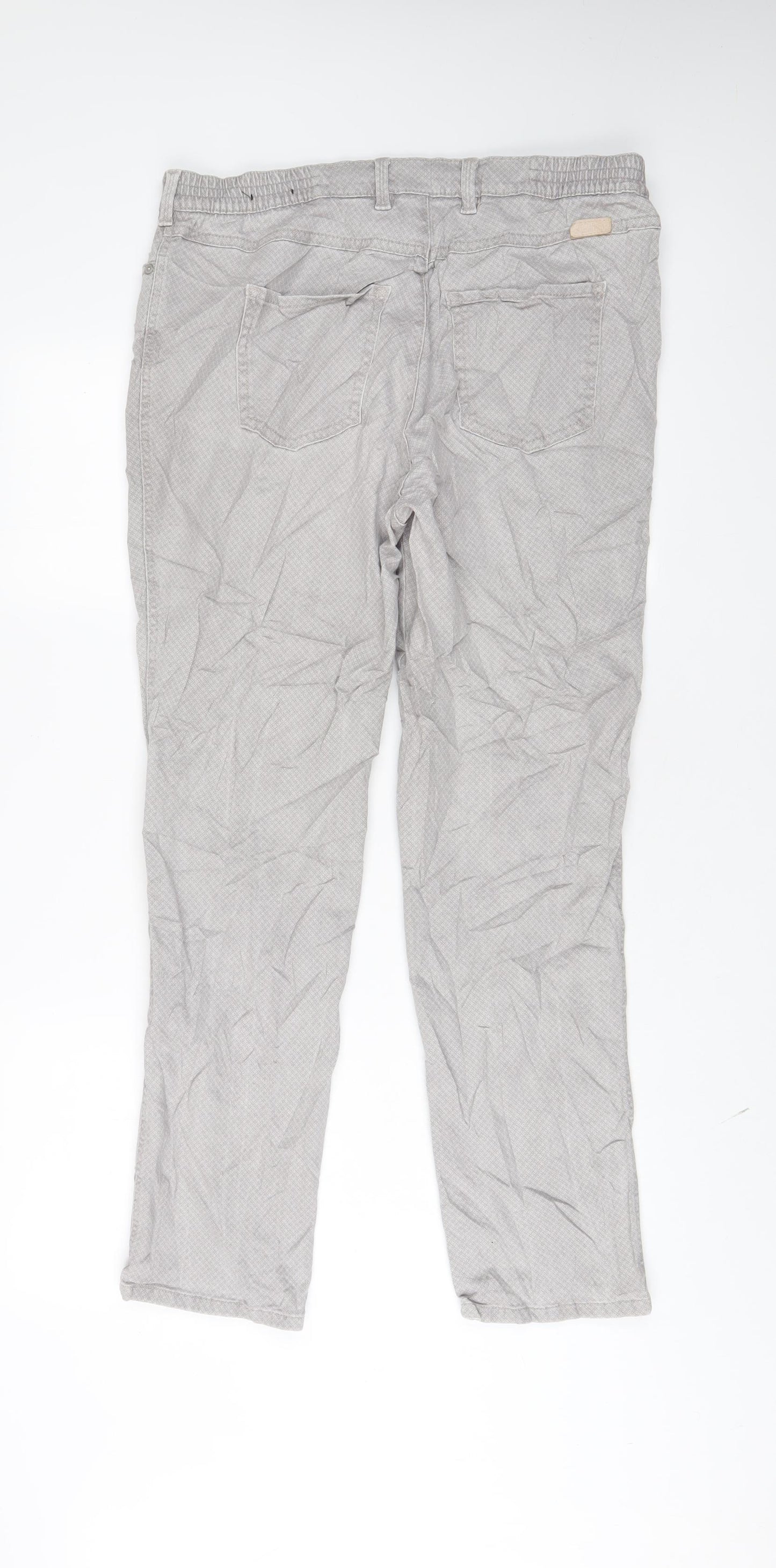 Belmonte Womens Grey Geometric Cotton Straight Jeans Size 18 L30 in Slim Zip