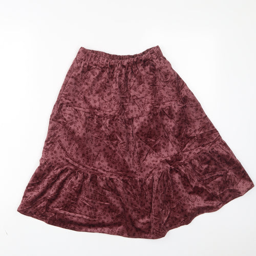 Zara Girls Pink Floral Cotton A-Line Skirt Size 13-14 Years Regular Pull On