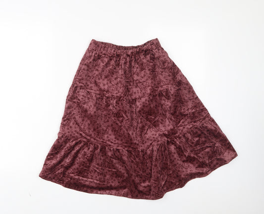 Zara Girls Pink Floral Cotton A-Line Skirt Size 13-14 Years Regular Pull On