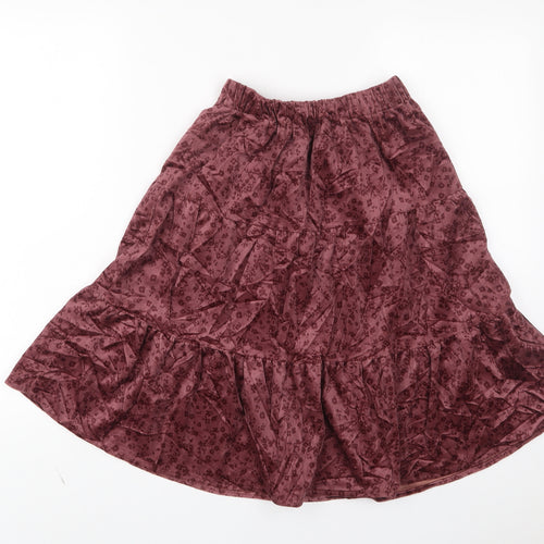 Zara Girls Pink Floral Cotton A-Line Skirt Size 13-14 Years Regular Pull On