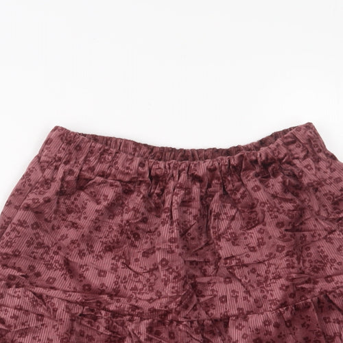 Zara Girls Pink Floral Cotton A-Line Skirt Size 13-14 Years Regular Pull On