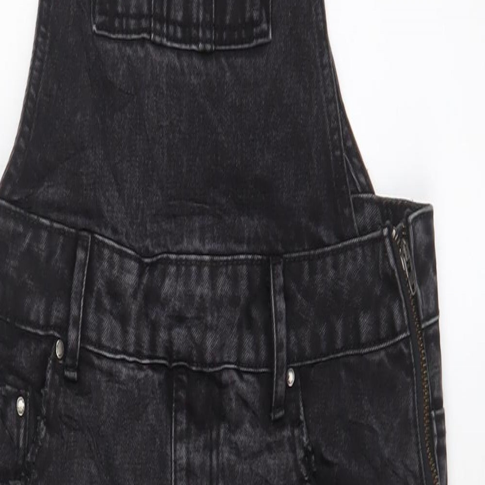 New Look Womens Black Cotton Dungaree One-Piece Size 10 L26 in Zip