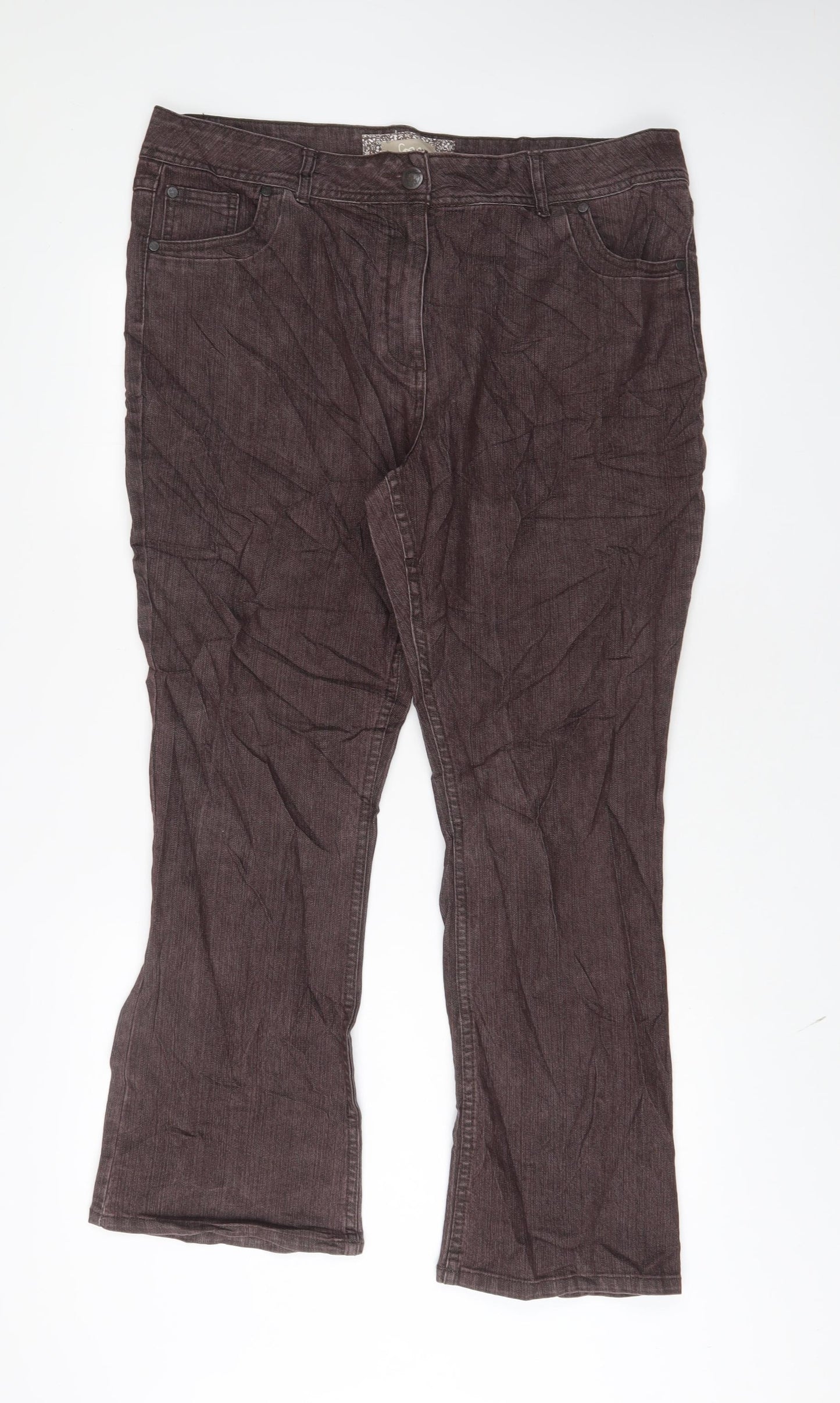 Matalan Womens Brown Cotton Bootcut Jeans Size 18 L30 in Regular Zip