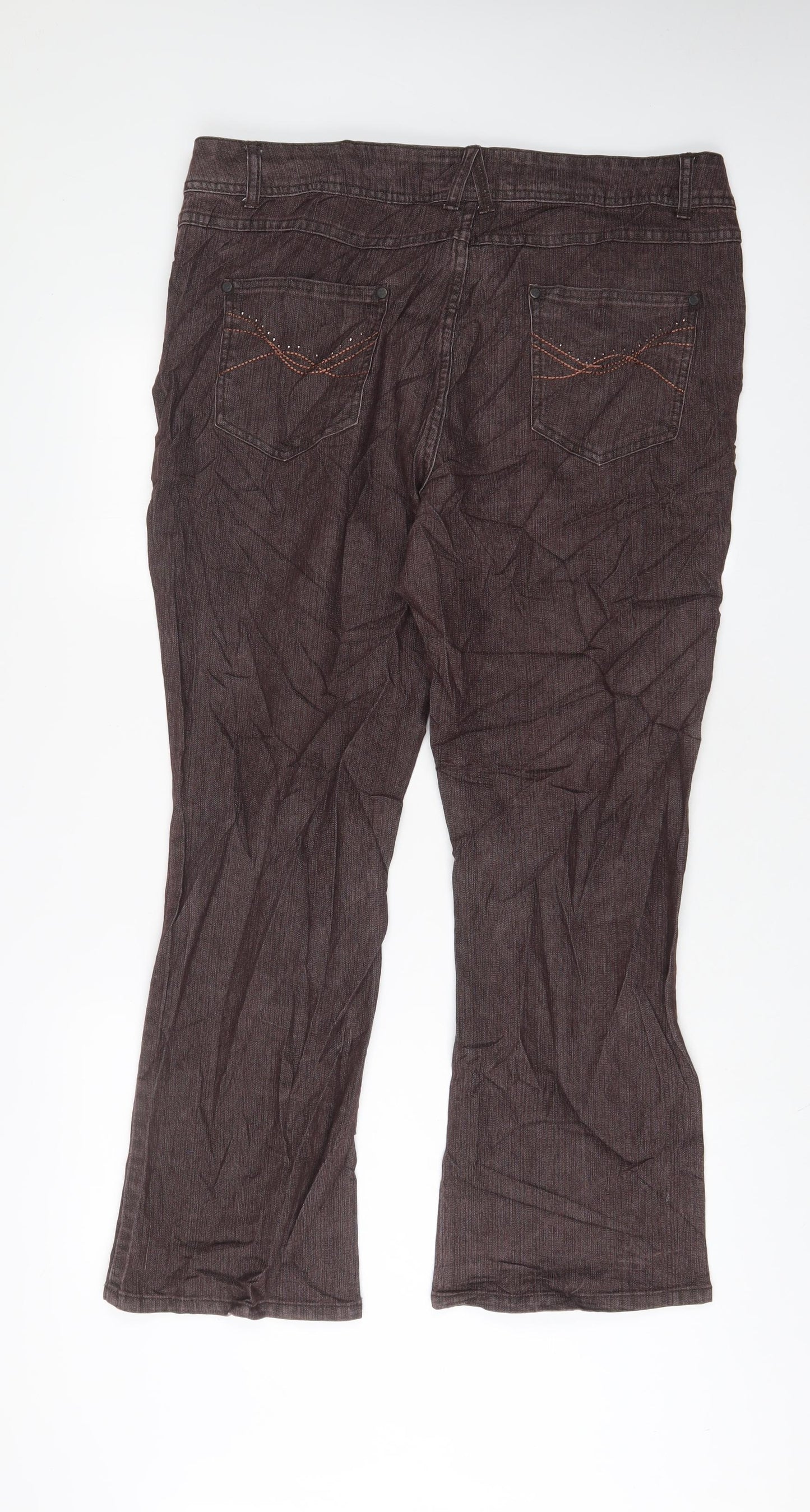 Matalan Womens Brown Cotton Bootcut Jeans Size 18 L30 in Regular Zip