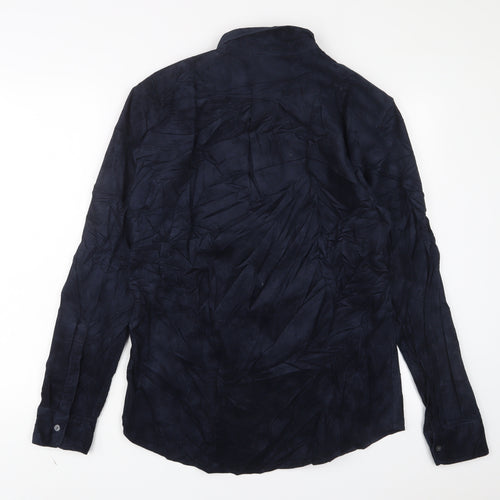 H&M Mens Blue Cotton Button-Up Size M Collared Button