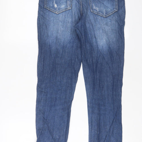 F&F Womens Blue Cotton Straight Jeans Size 10 L28 in Regular Zip
