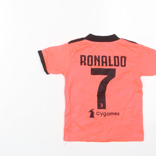 adidas Boys Pink Polyester Basic T-Shirt Size 2 Years V-Neck Pullover - Ronaldo