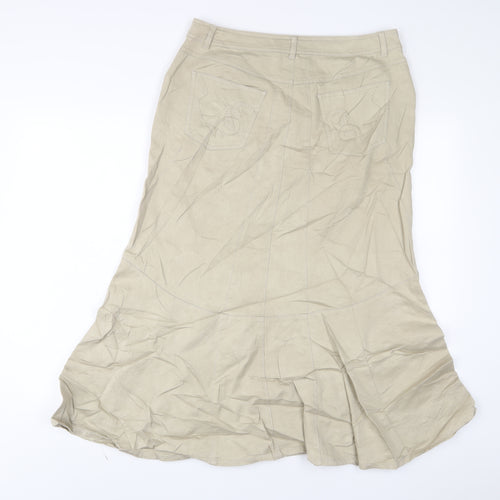 zaffiri Womens Beige Cotton A-Line Skirt Size 14 Zip