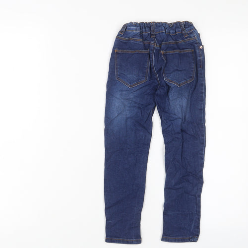 Denim & Co. Boys Blue Cotton Skinny Jeans Size 5-6 Years Regular Zip - Adjustable waist