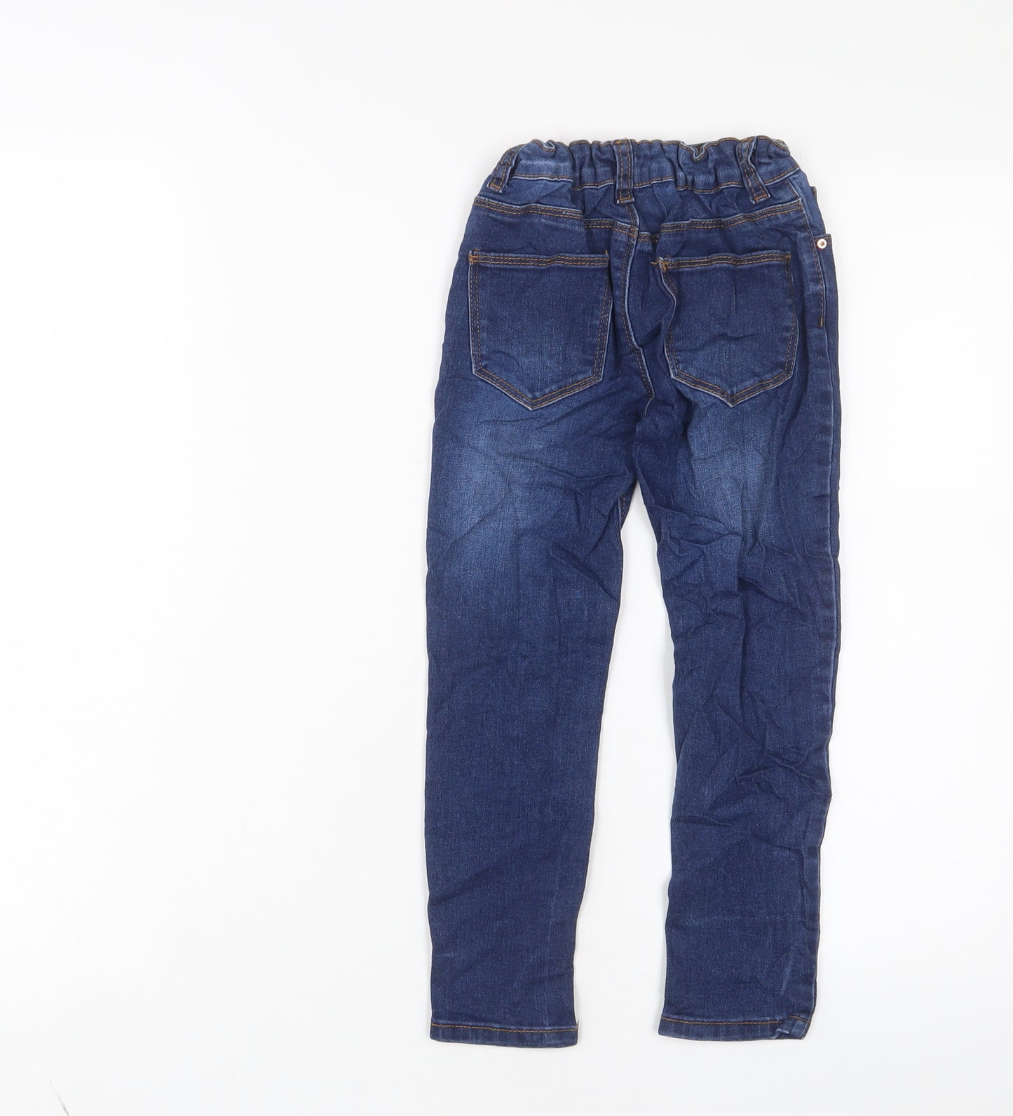 Denim & Co. Boys Blue Cotton Skinny Jeans Size 5-6 Years Regular Zip - Adjustable waist