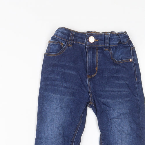 Denim & Co. Boys Blue Cotton Skinny Jeans Size 5-6 Years Regular Zip - Adjustable waist