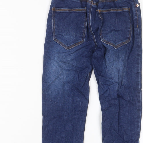 Denim & Co. Boys Blue Cotton Skinny Jeans Size 5-6 Years Regular Zip - Adjustable waist