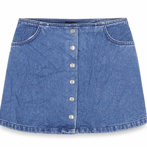 Topshop Womens Blue Cotton A-Line Skirt Size 28 in Button