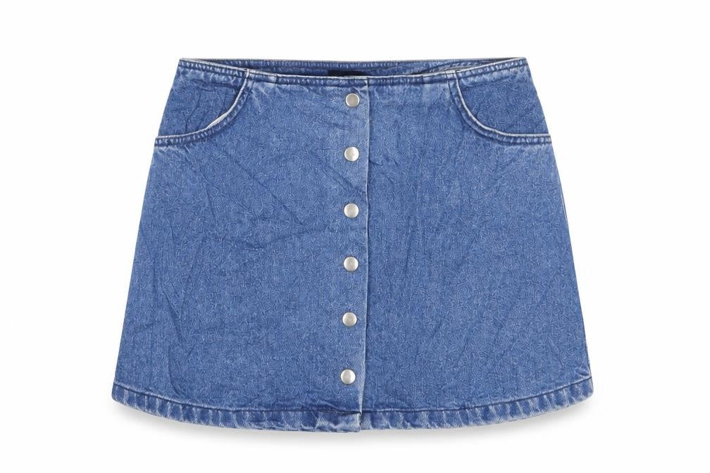 Topshop Womens Blue Cotton A-Line Skirt Size 28 in Button