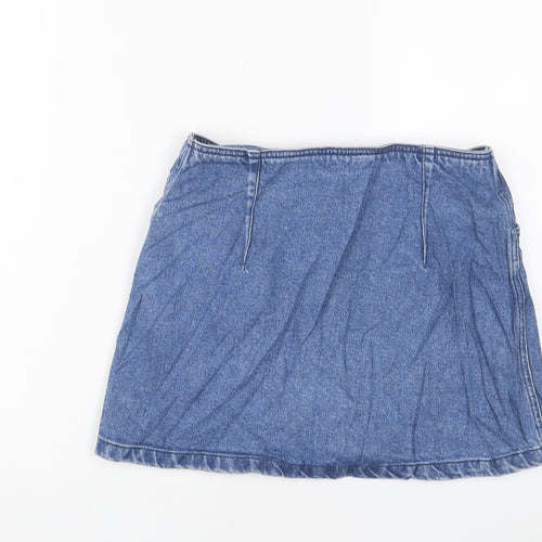 Topshop Womens Blue Cotton A-Line Skirt Size 28 in Button