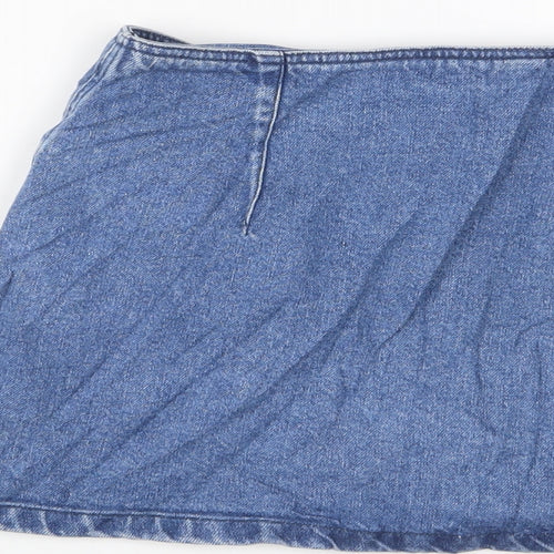 Topshop Womens Blue Cotton A-Line Skirt Size 28 in Button