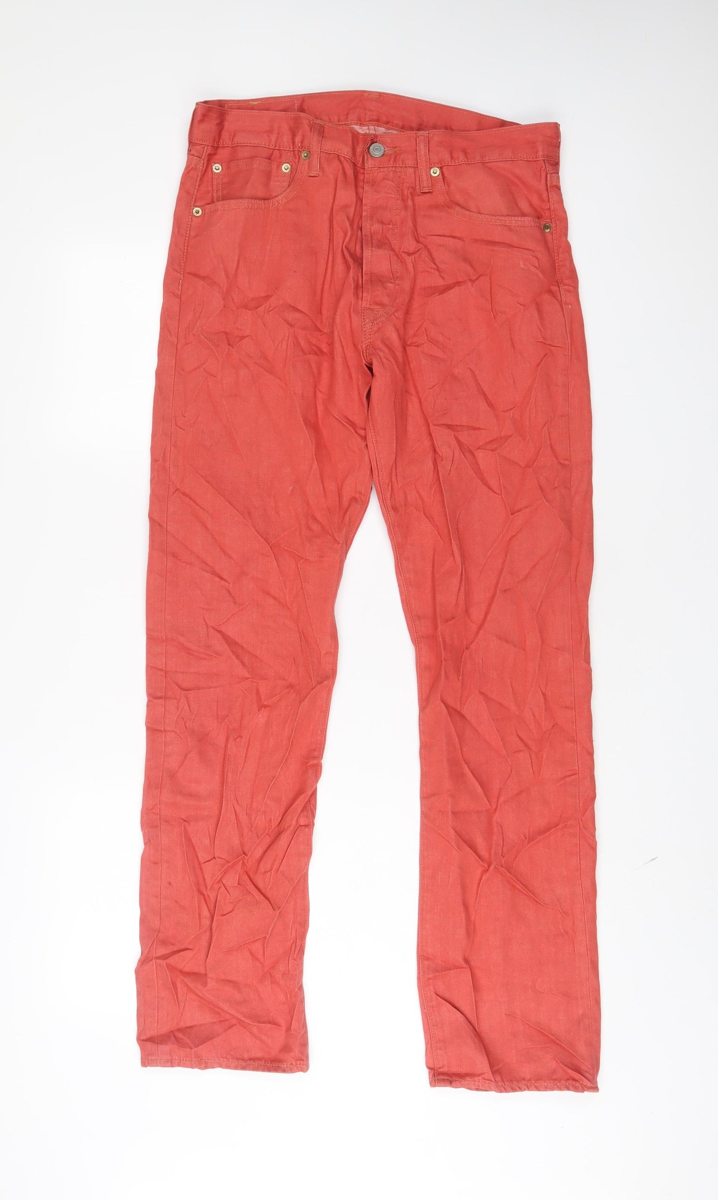 Levi's Mens Red Cotton Straight Jeans Size 32 in L32 in Regular Zip