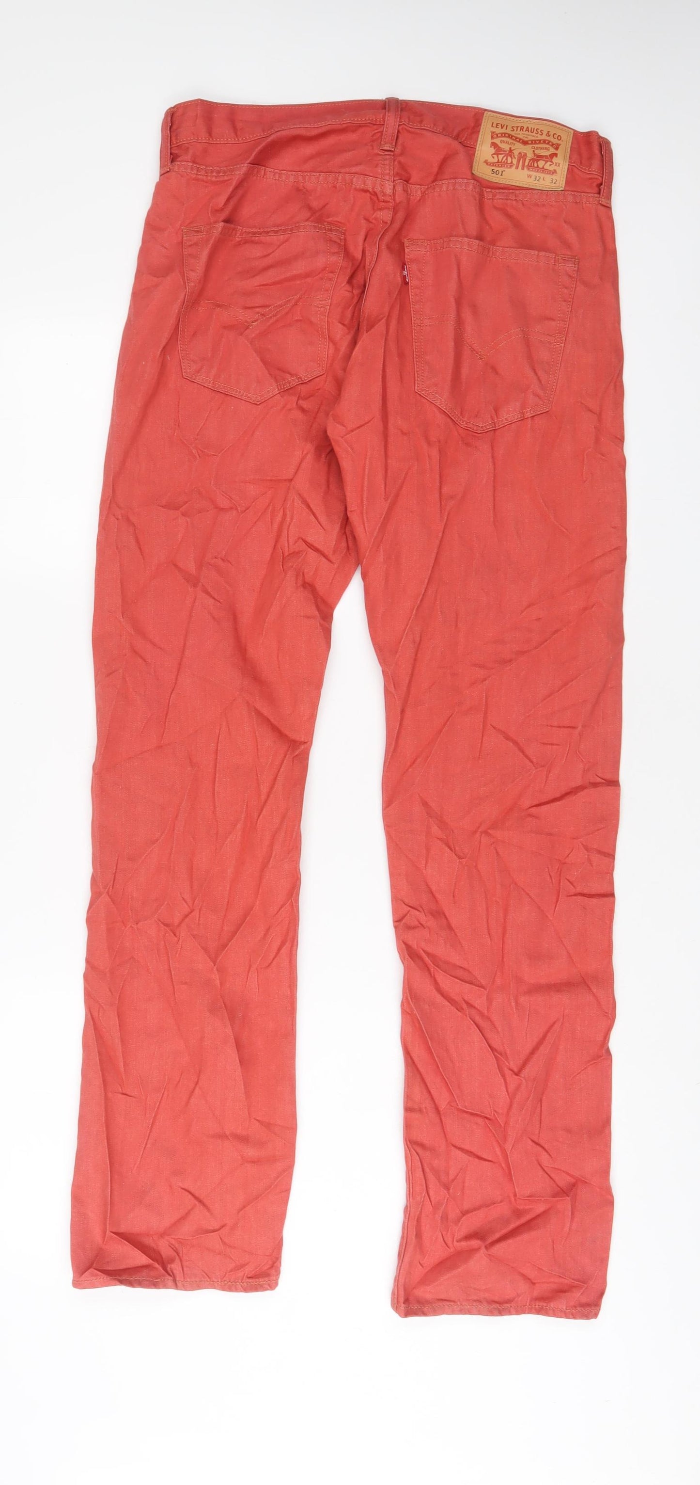 Levi's Mens Red Cotton Straight Jeans Size 32 in L32 in Regular Zip