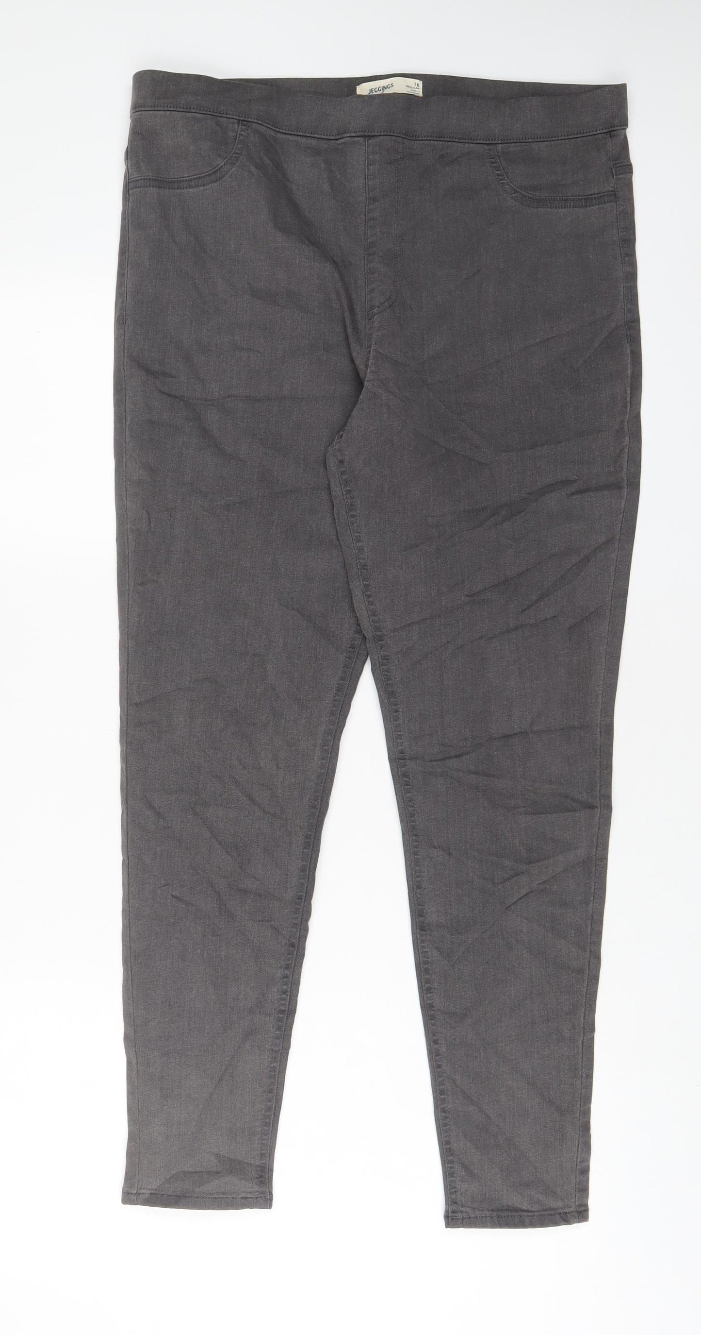 Marks and Spencer Womens Grey Cotton Jegging Jeans Size 16 L29 in Regular