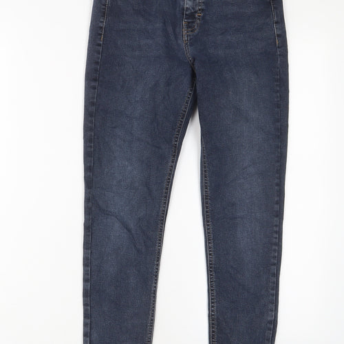Topshop Womens Blue Cotton Skinny Jeans Size 28 in L30 in Regular Zip