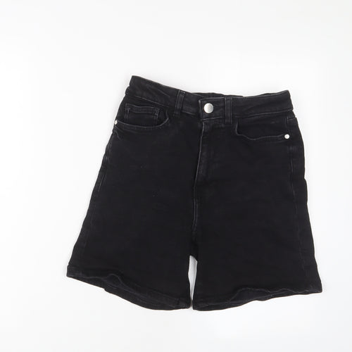 George Womens Black Cotton Boyfriend Shorts Size 10 L3 in Regular Zip