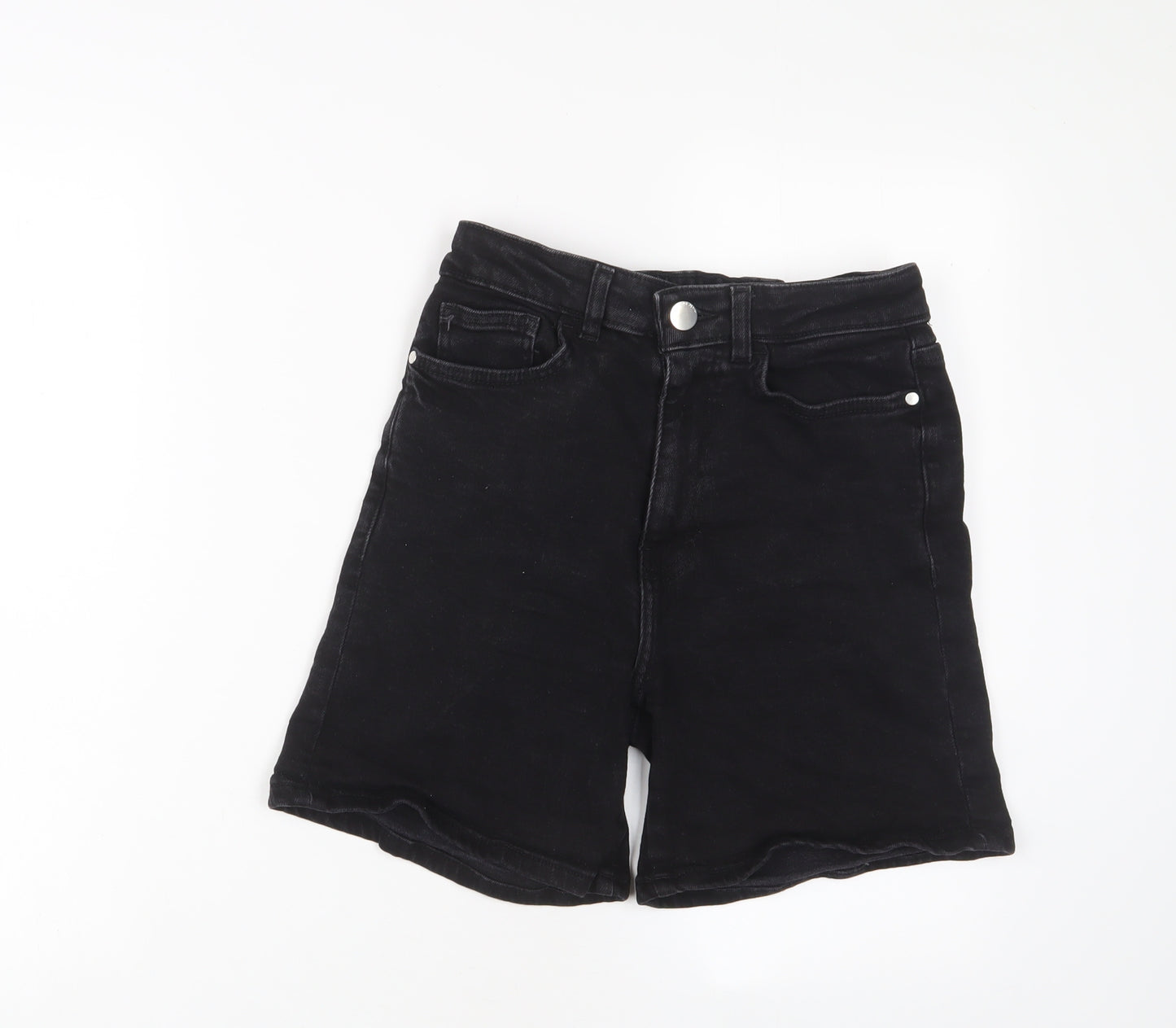 George Womens Black Cotton Boyfriend Shorts Size 10 L3 in Regular Zip