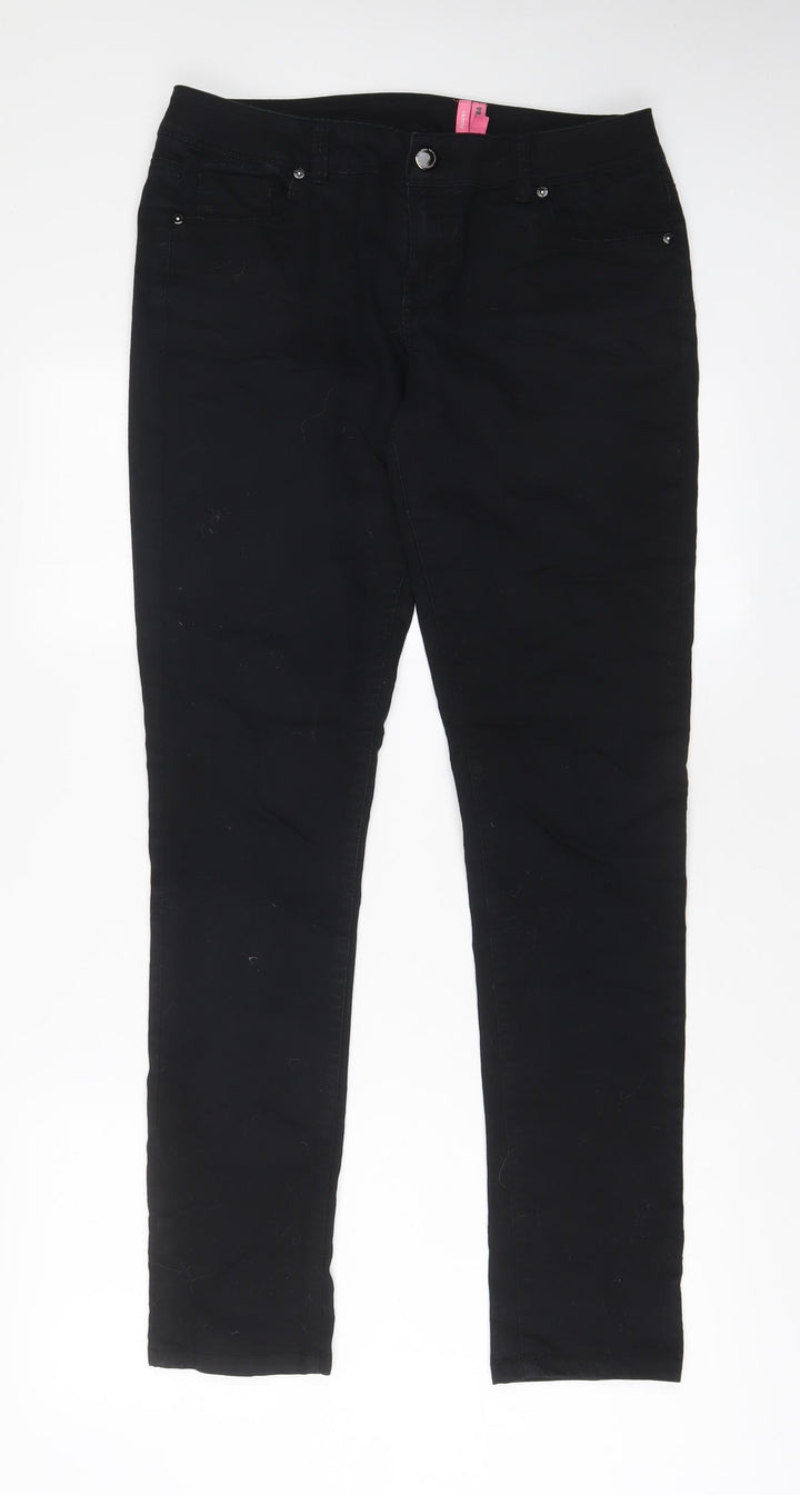 YESYES Womens Black Cotton Skinny Jeans Size 14 L32 in Regular Zip