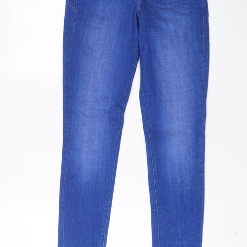 NEXT Womens Blue Cotton Straight Jeans Size 12 L33 in Slim Zip
