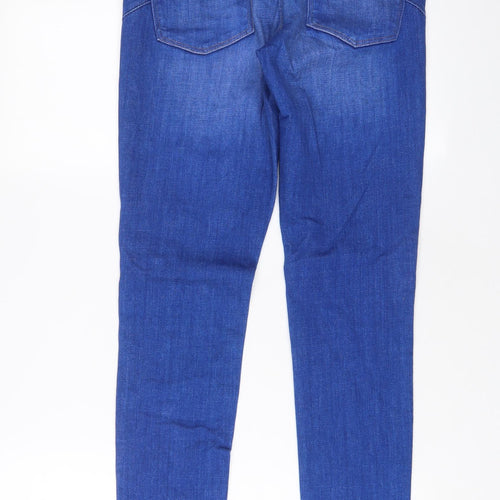 NEXT Womens Blue Cotton Straight Jeans Size 12 L33 in Slim Zip