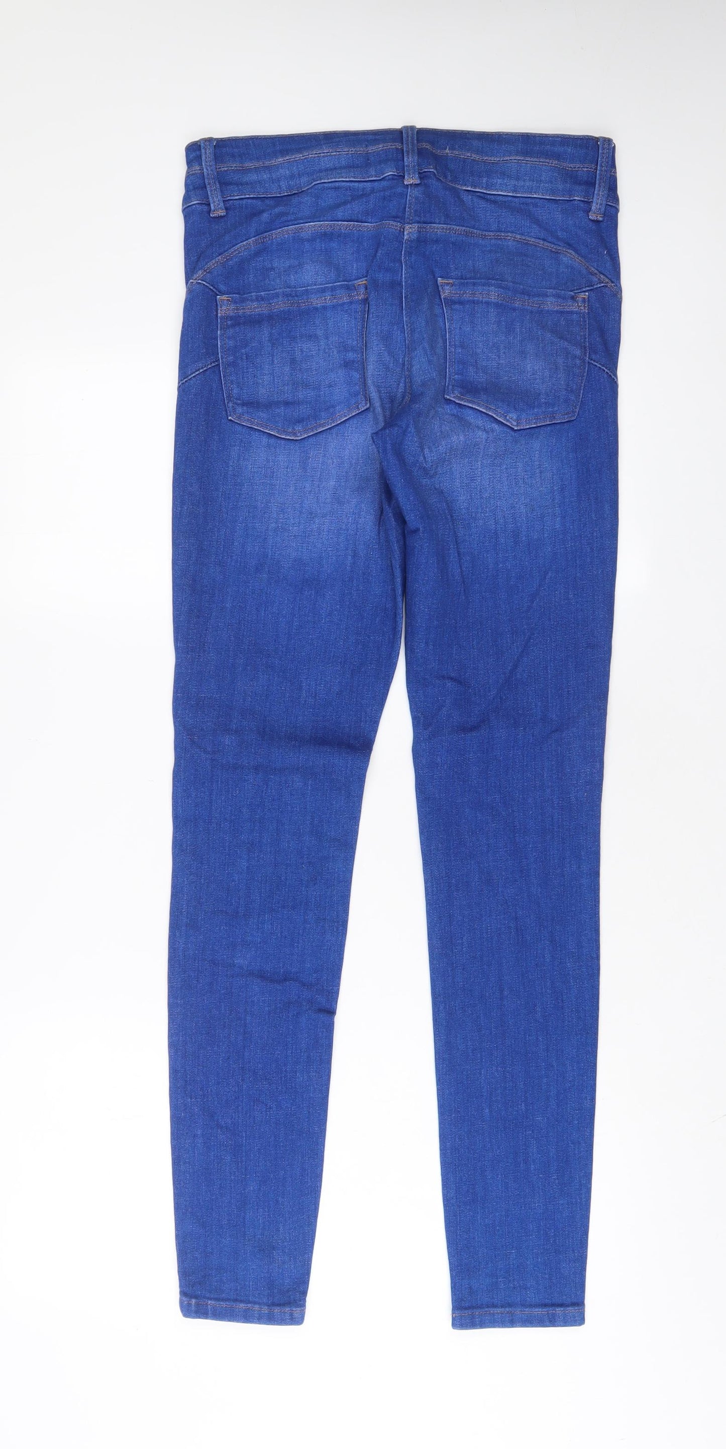 NEXT Womens Blue Cotton Straight Jeans Size 12 L33 in Slim Zip