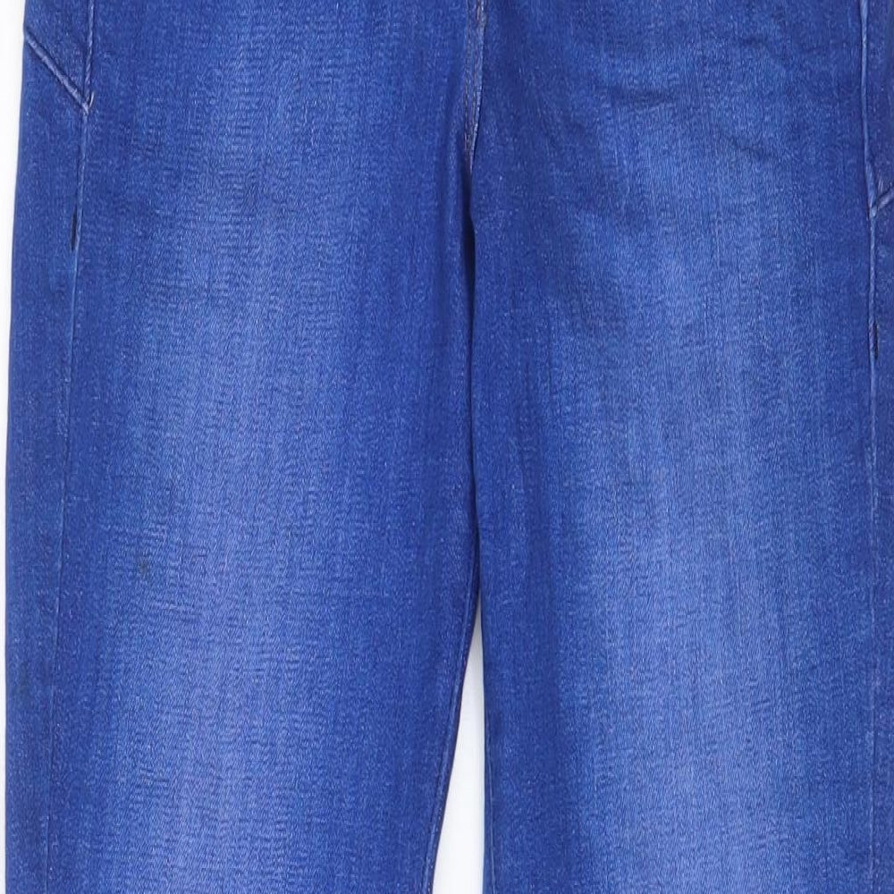 NEXT Womens Blue Cotton Straight Jeans Size 12 L33 in Slim Zip