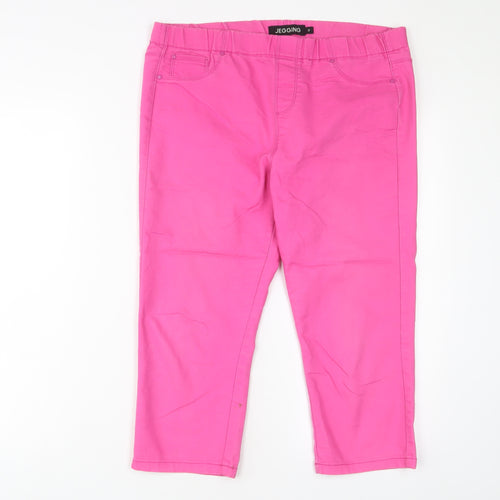Peacocks Womens Pink Cotton Cropped Jeans Size 12 L20 in Regular