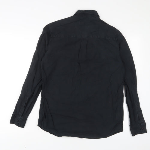 Topman Mens Black Cotton Button-Up Size S Collared Button