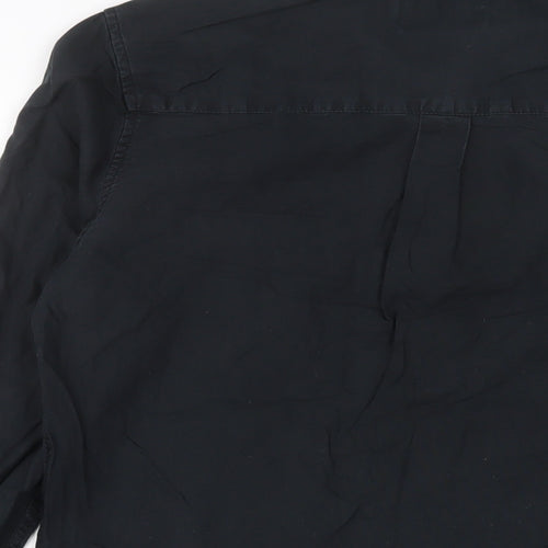 Topman Mens Black Cotton Button-Up Size S Collared Button