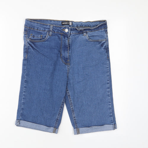 Pep&co Womens Blue Cotton Bermuda Shorts Size 12 L11 in Regular Zip