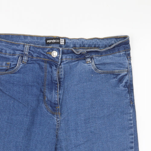 Pep&co Womens Blue Cotton Bermuda Shorts Size 12 L11 in Regular Zip