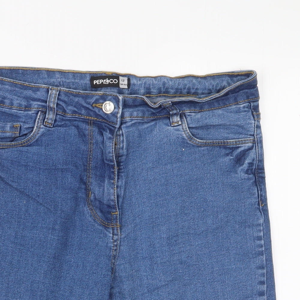 Pep&co Womens Blue Cotton Bermuda Shorts Size 12 L11 in Regular Zip