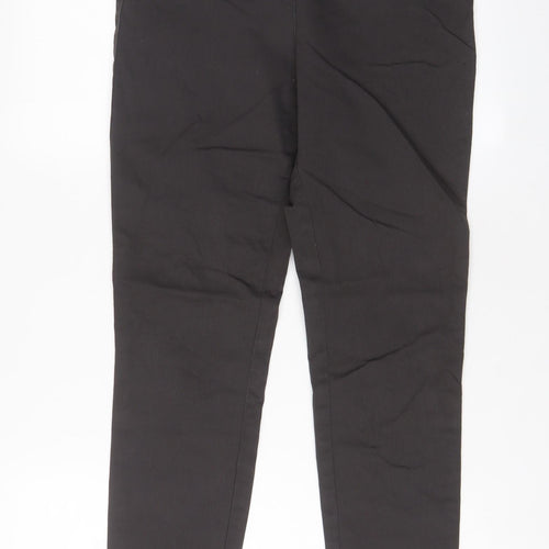H&M Womens Brown Cotton Trousers Size 12 L29 in Regular Zip